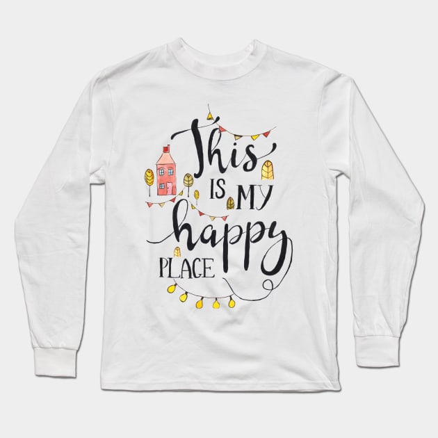 Happy Place Long Sleeve T-Shirt by biazartstudio_digitales